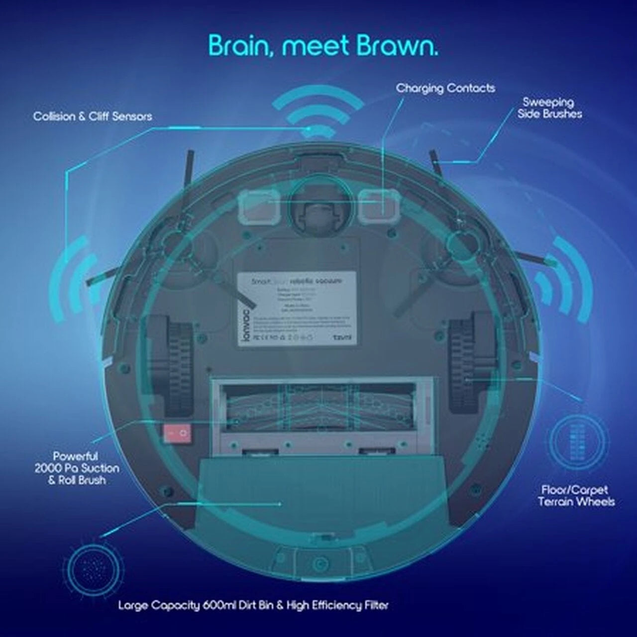 Ionvac Smartclean 2000 Robovac – Intelligenter Saugroboter für Hartholzböden und Teppiche, steuerbar per mobiler App oder Sprachbefehlen