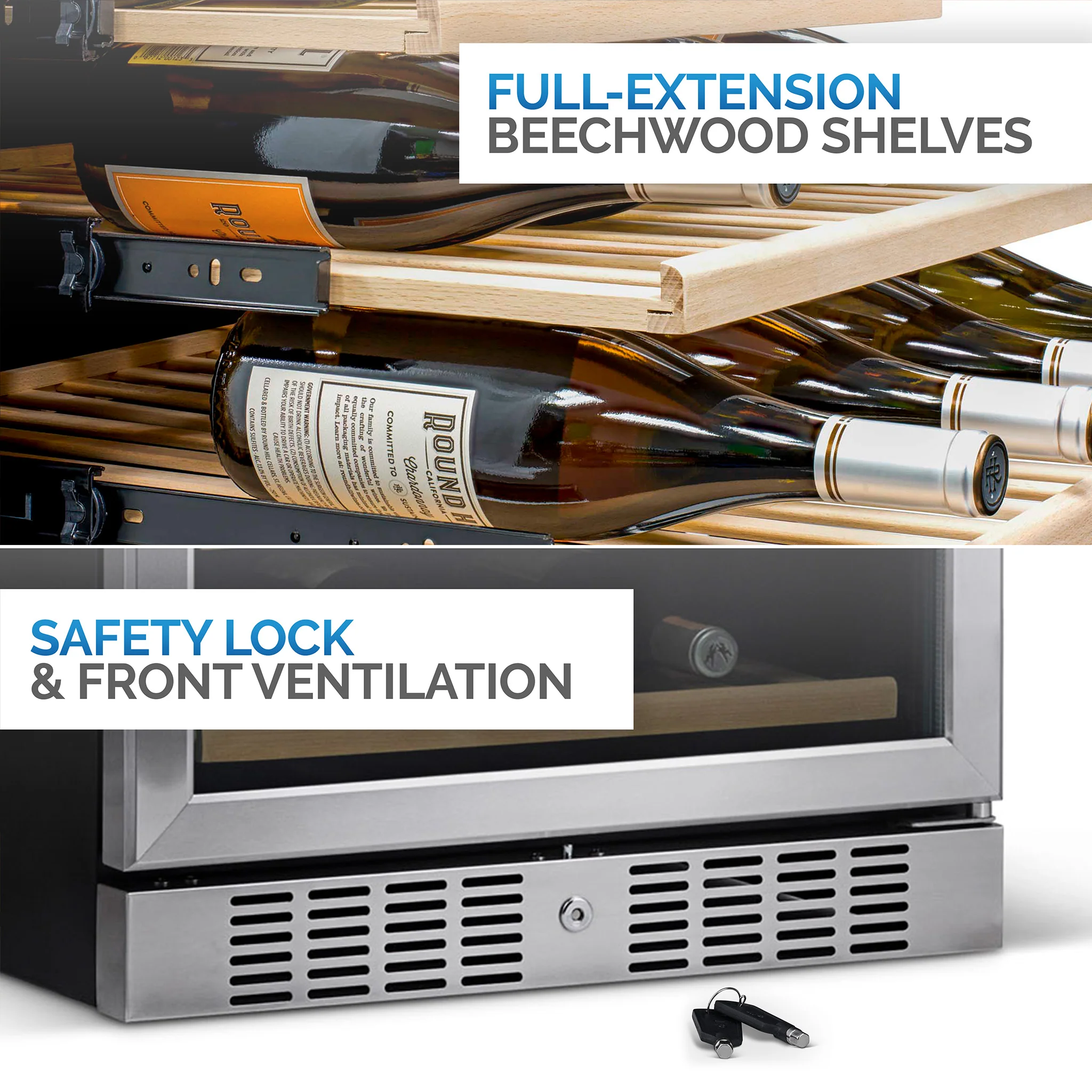 2025 Newair® Indbygget køleskab med dobbelt zone til 70 dåser og 20 flasker - 24