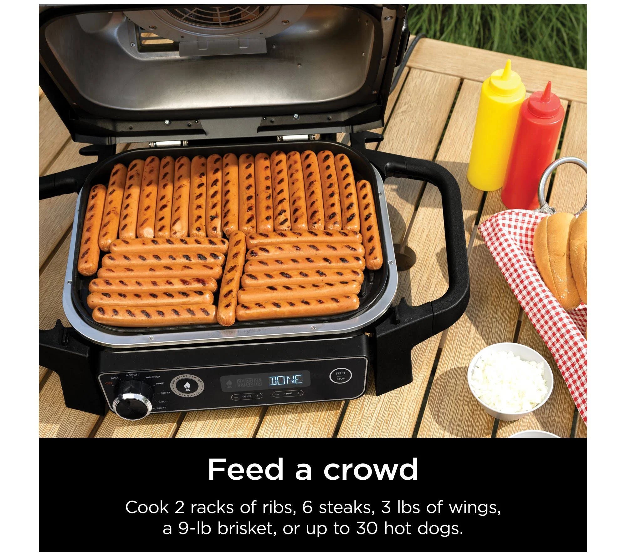 2025 Ninja Woodfire 7-i-1 udendørs elektrisk grill med ryger og airfryerfunktion – grå