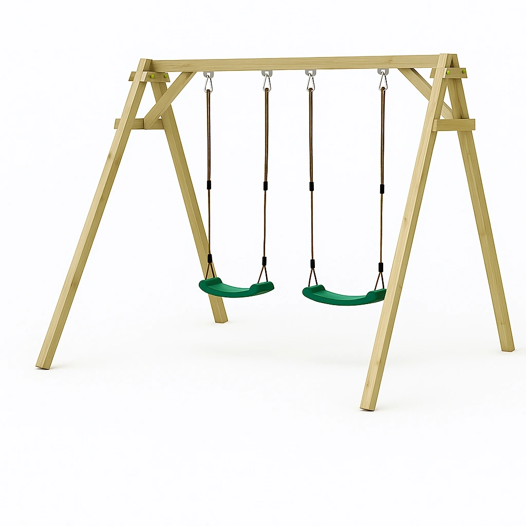 Balançoire double en bois avec cordes réglables pour enfants 2,5 x 1,7 x 2,1 m - LzdRouz188Vb
