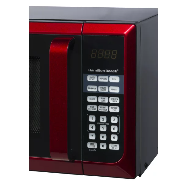 2025 Hamilton Beach rød mikrobølgeovn i rustfrit stål 0,9 cu ft