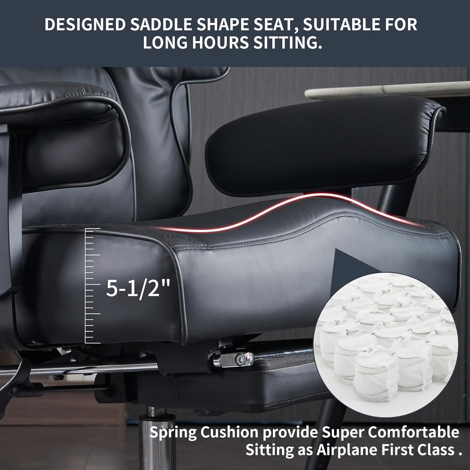 Hoher und breiter Bürostuhl für 181 kg, Chefsessel aus Leder mit hoher Rückenlehne und Fußstütze, ergonomischer Stuhl mit Lendenwirbelstütze zur Linderung von Rückenschmerzen (Beige)