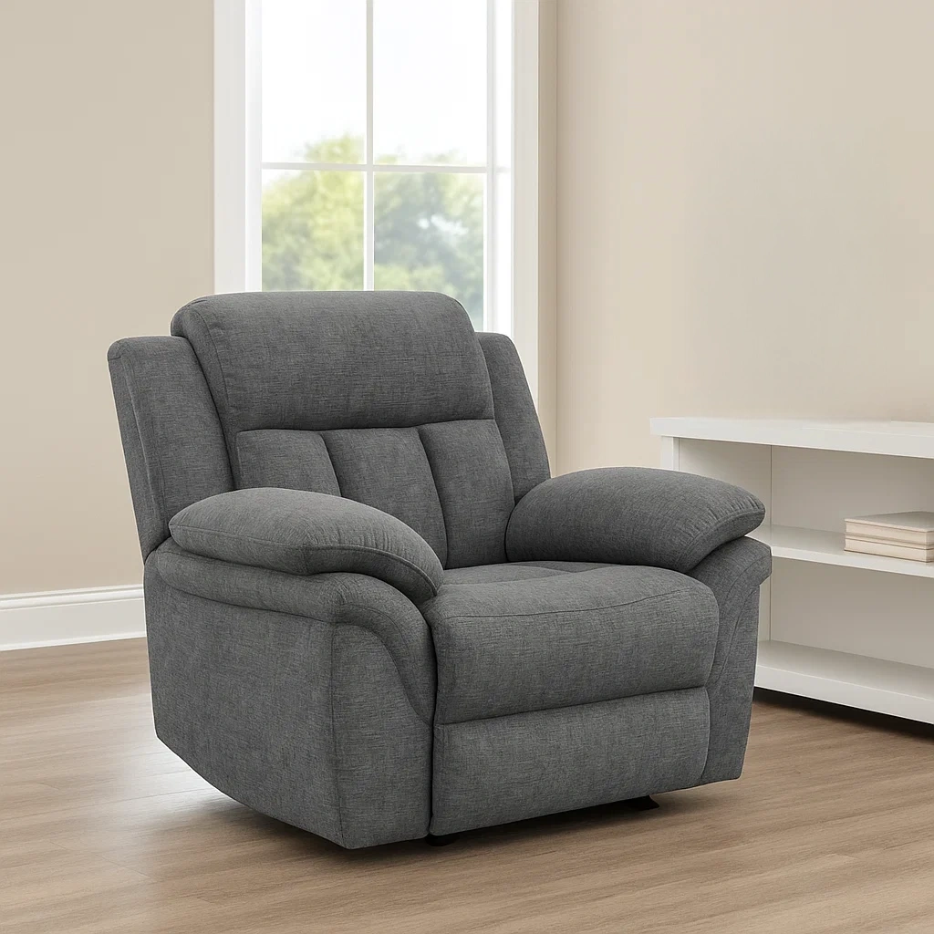 Transat en tissu gris anthracite, idéal pour le salon, 92 x 97 x 121 cm