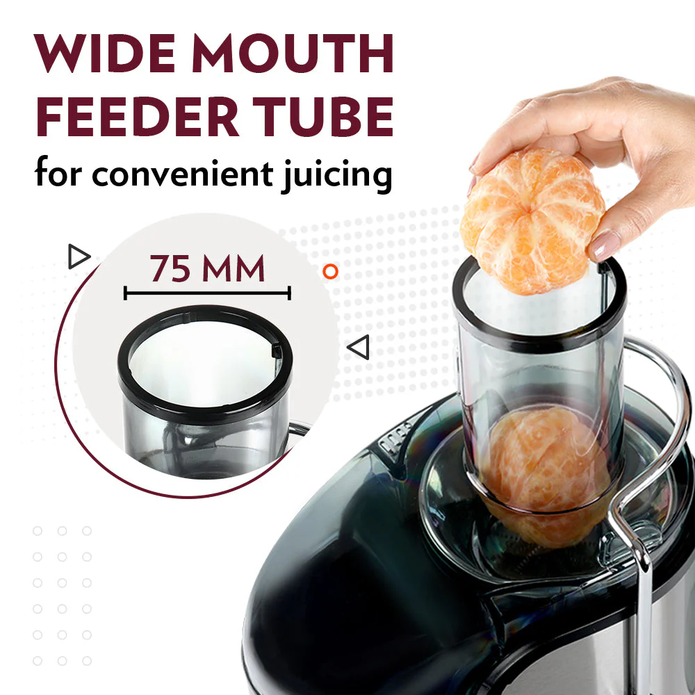 Borosil Primus Plus 800W Entsafter (Modelljahr 2025) – Leistungsstarker Zentrifugalentsafter mit großem Saftbehälter. Zwei Geschwindigkeitsstufen und Lieferung nach Hause möglich.