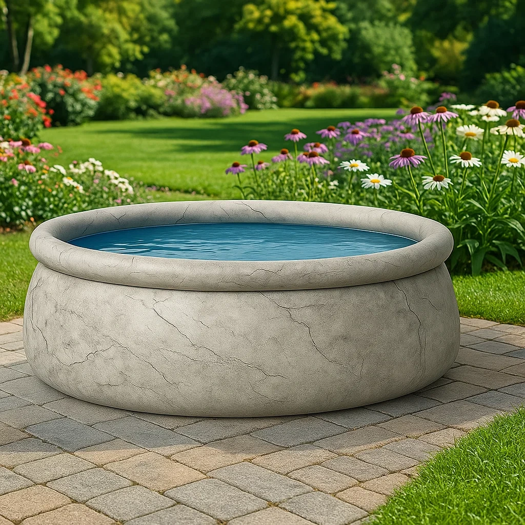 Piscine hors-sol ronde avec pompe de filtration, gris marbré, 305 x 76 cm UKGZagfj20eR