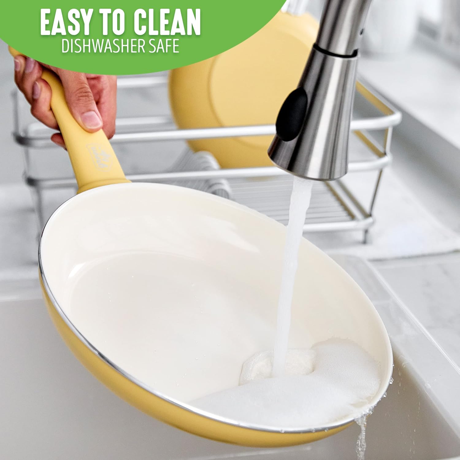 GreenLife Soft Grip 16-teiliges Antihaft-Keramik-Kochgeschirr-Set, bestehend aus Bratpfanne, Stielkasserolle und Topf, PFAS-frei, spülmaschinenfest, ofenfest, türkis