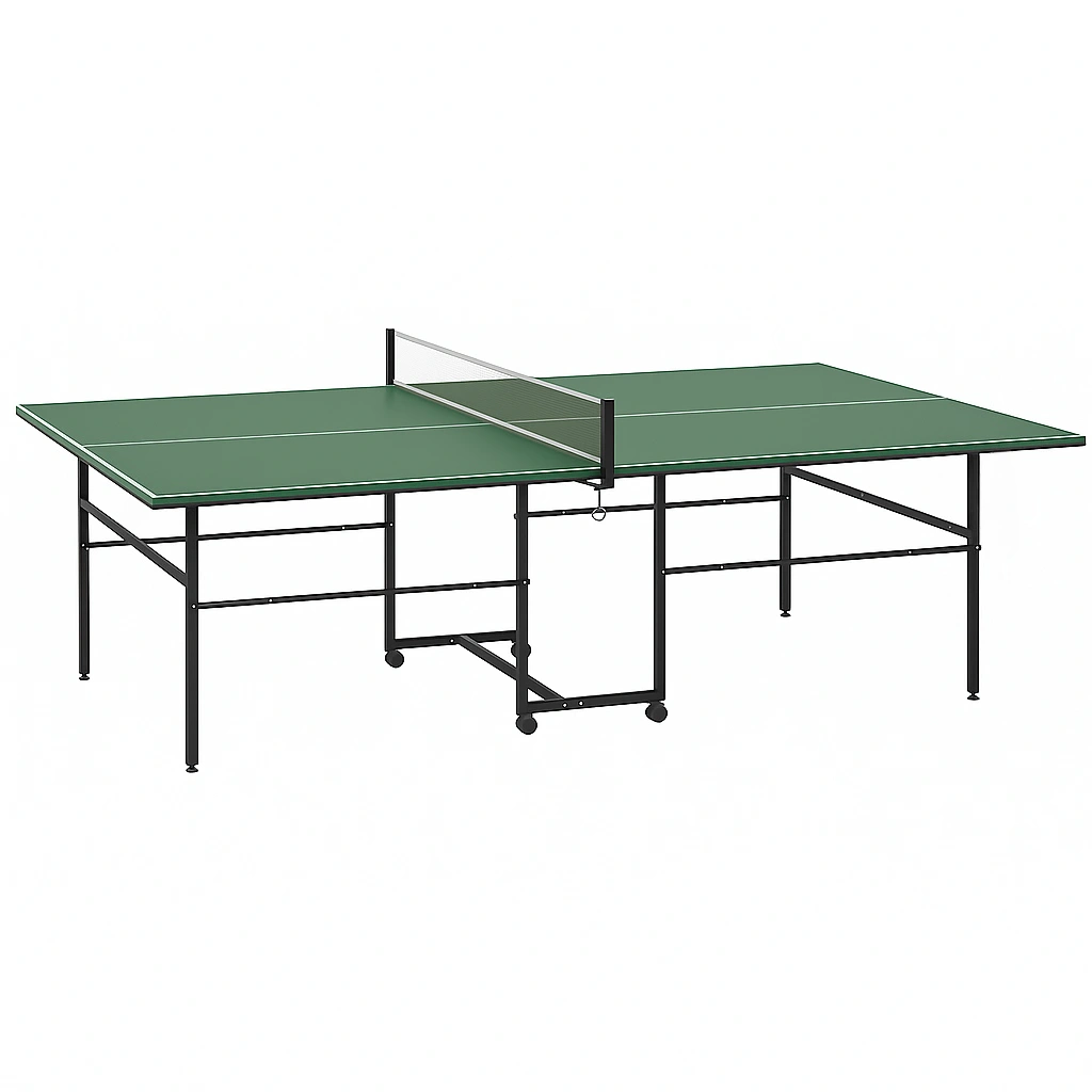 Table de ping-pong verte avec cadre en métal noir pour une utilisation intérieure et extérieure, 274 x 152,5 x 76 cm