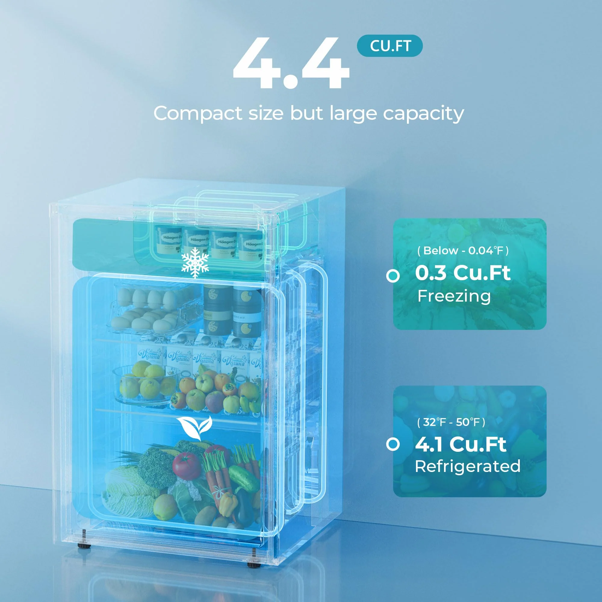 2025 EUHOMY Minikøleskab med kompakt fryser. Enkeltdør