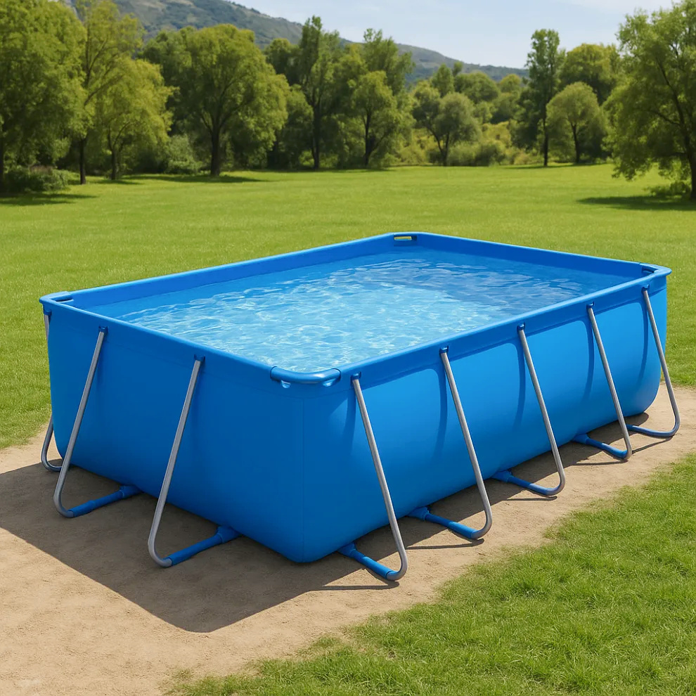 Piscine tubulaire rectangulaire Oui, PVC et acier, bleu foncé, 549 x 274 x 122 cm, xRscCLs645Gk