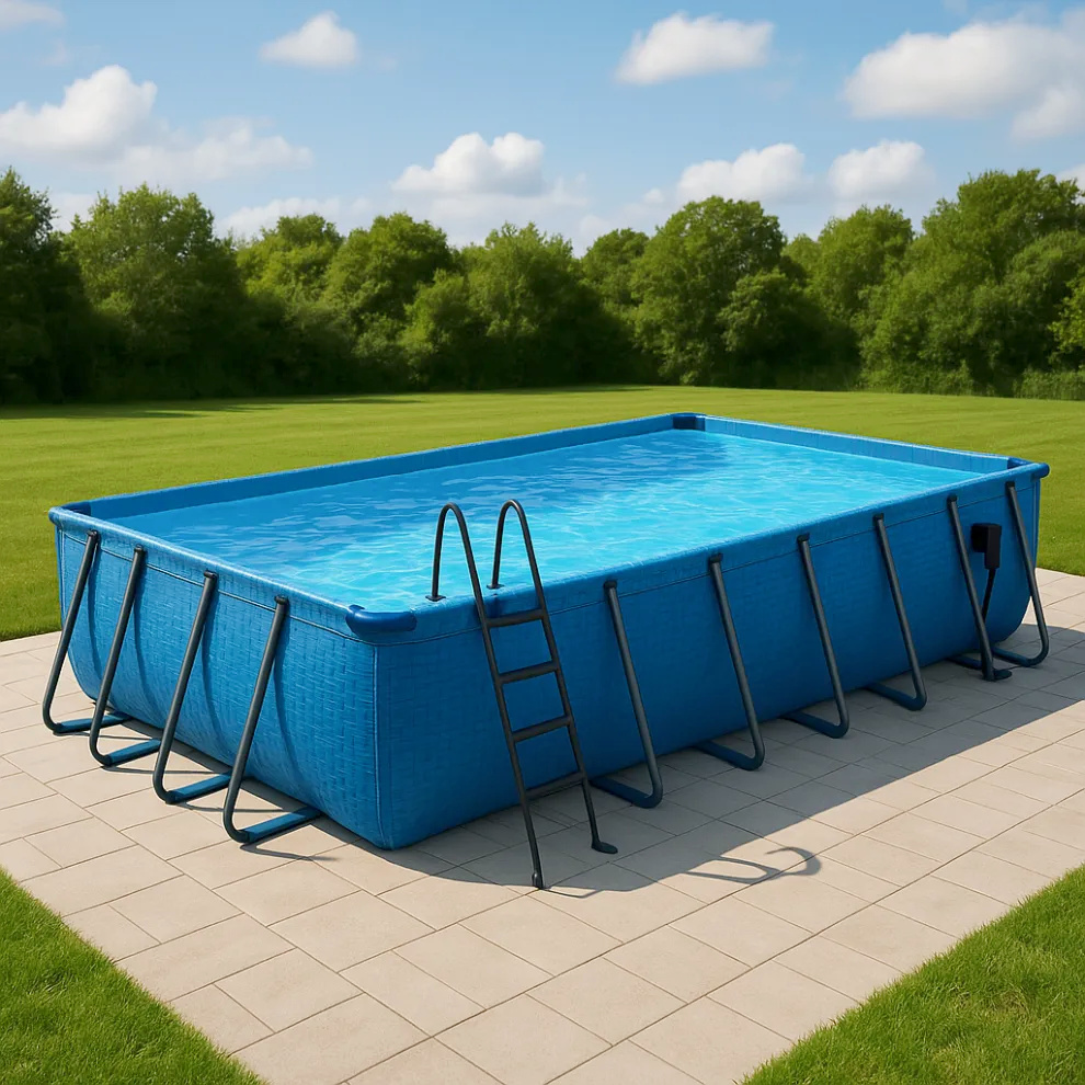 Piscine tubulaire rectangulaire, bleu foncé, hors-sol, métal et PVC, pour jardin et extérieur, 549 x 274 x 122 cm kfhAWbn644jc