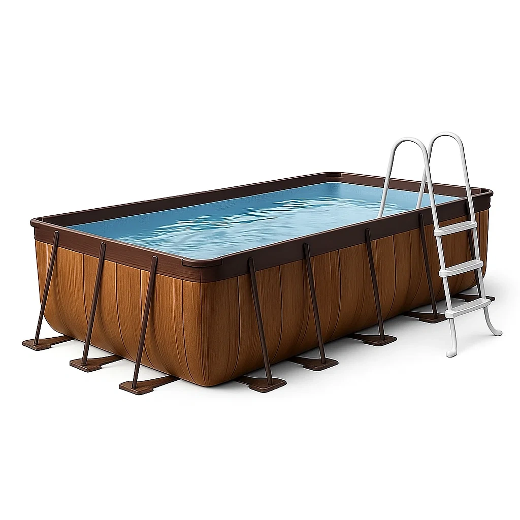 Piscine tubulaire rectangulaire amovible 532 x 265 x 119 cm, marron, avec filtre et échelle xxbHZZx200Vy