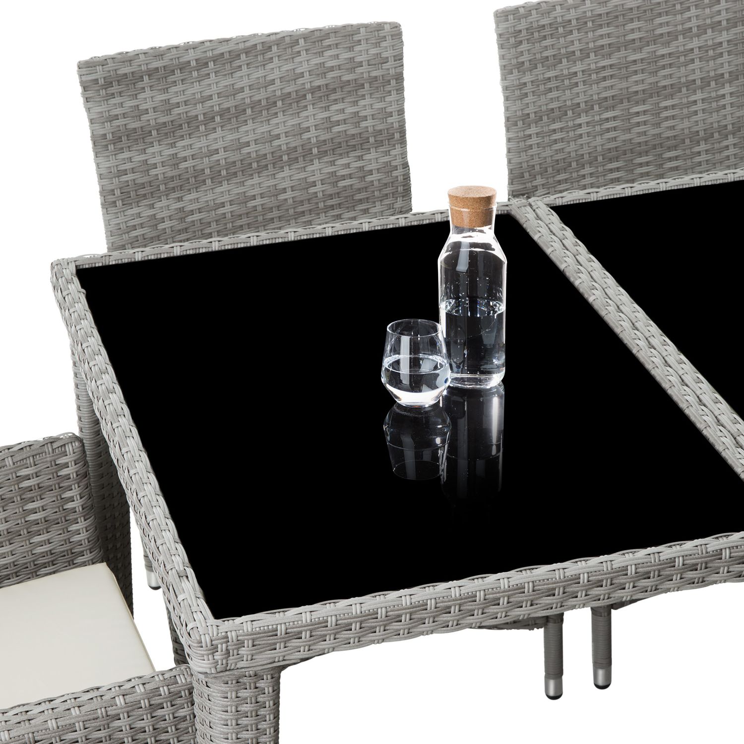 Monaco Rattan- und Aluminiumset – Hellgrau