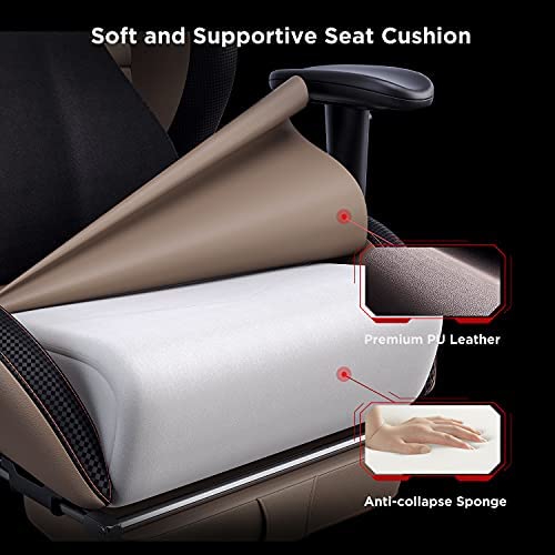 AutoFull Gaming-Schreibtisch- und Bürostuhl mit ergonomischer Lendenwirbelstütze, Rennstil, PU-Leder, verstellbarer Drehstuhl mit hoher Rückenlehne für PC