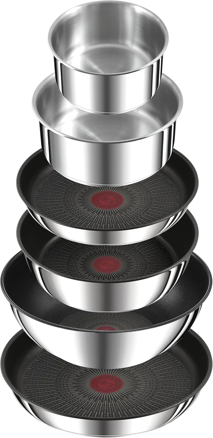 Tefal Ingenio Preference On Set: 2 Bratpfannen (24/28 cm) + 2 Stielkasserollen (16/20 cm) + 24 cm Topf + 26 cm Wok + 2 abnehmbare Griffe + 5 Zubehörteile | Induktionsgeeignet, antihaftbeschichtet, PFOA-frei