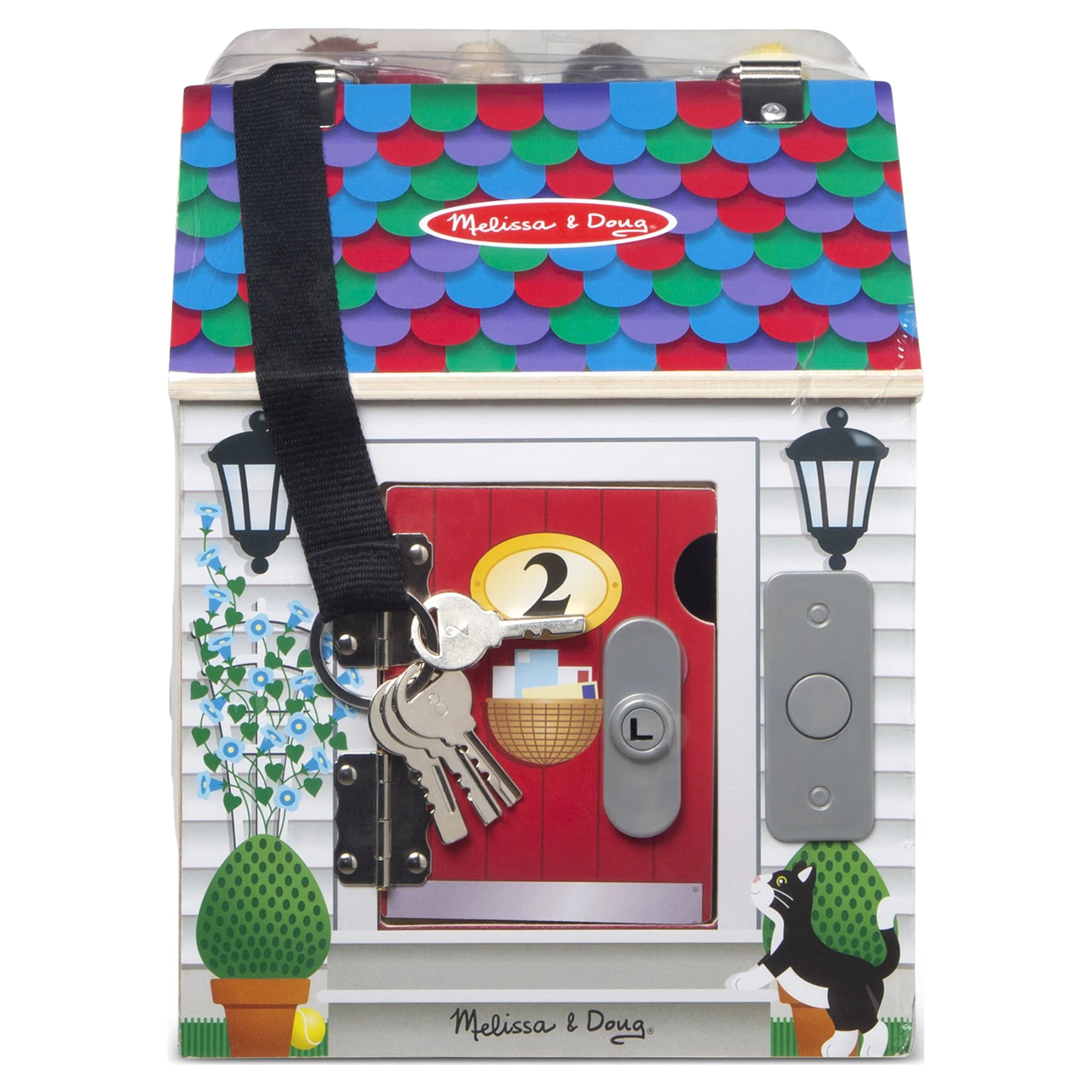 Melissa & Doug Trædukkehus med Dørklokke - Dørklokkelyde, Nøgler, 4 Posible Trædukker