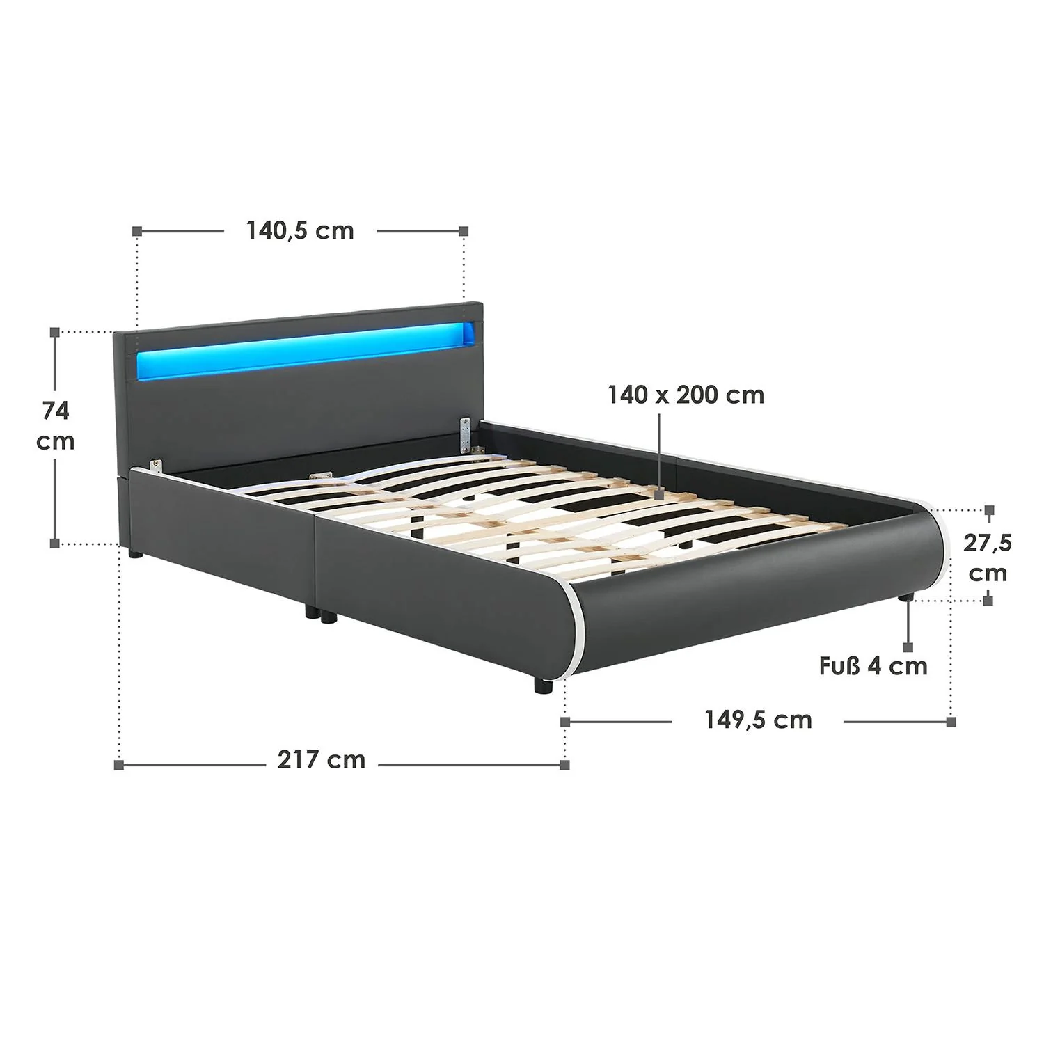 Lit capitonné Séville 2025, 140 x 200 cm, blanc