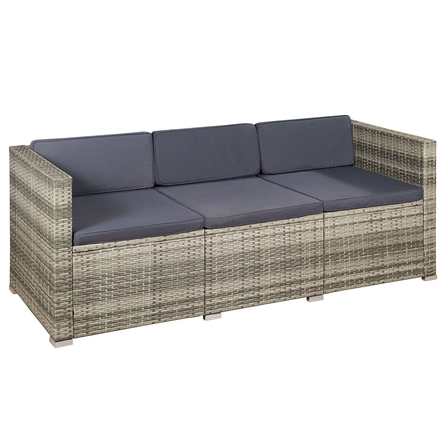 Ensemble de jardin en résine tressée Punta Cana M 2025, noir avec coussins gris