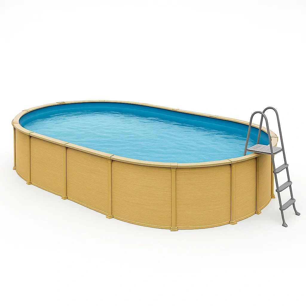 Piscine tubulaire ovale amovible 418 x 243 x 98 cm jaune/bleu hwAQEEh134WD