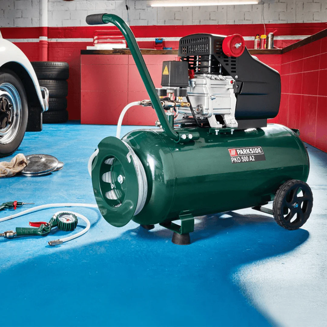 2025 PARKSIDE PKO 500 A2 Kompressor | 1,8 kW (2,45 HK) | 50 L Tank | Op til 10 bar tryk | Lav støj og vibrationer