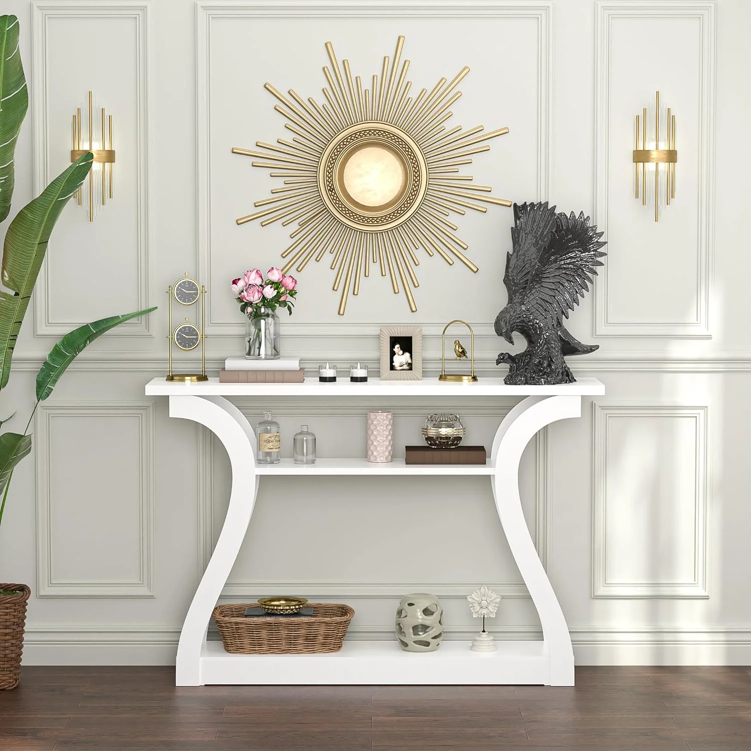 Konsolentisch 2025 Weiß, 3-stufig – Eingangsbereich, Wohnzimmer, Flur, hinter dem Sofa