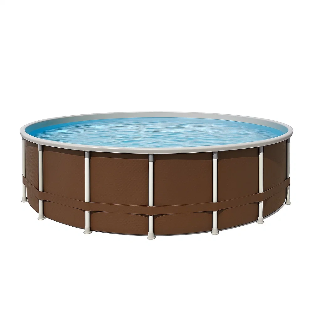 Piscine tubulaire ronde amovible en acier, 358 x 98 cm, couleur marron, avec filtre et échelle izHvwiE268nY