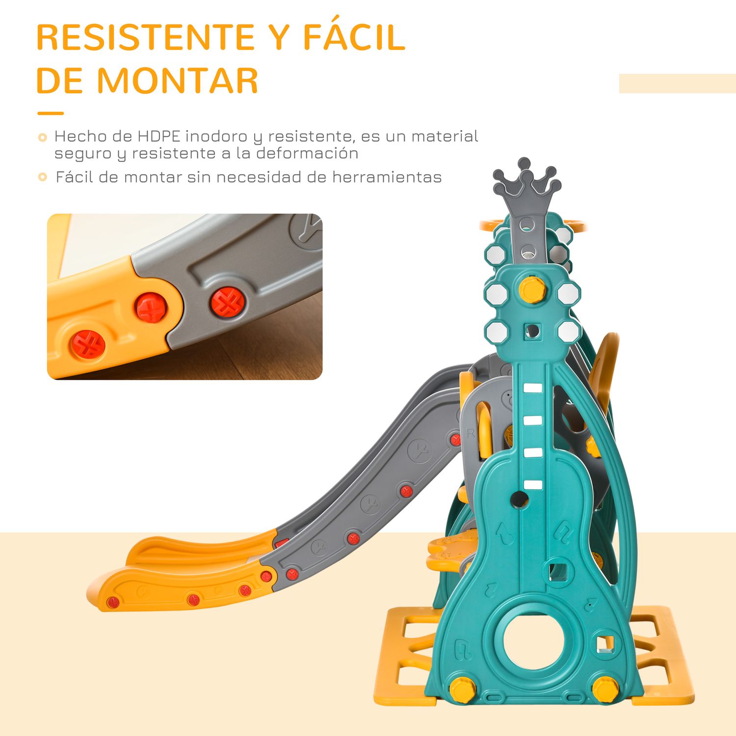 Homcom Børnerutsjebane med Gynge og Multifarvet Basketballkurv