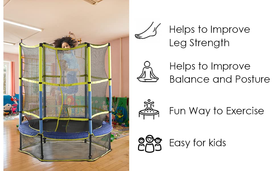 Machrus Upper Bounce 55″ børnetrampolin med sikkerhedsnet – nem at samle