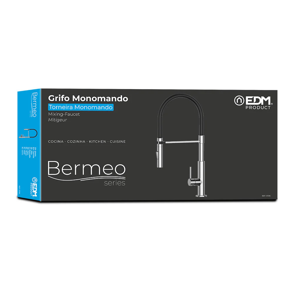 Robinet de cuisine monocommande Bermeo série 2025 - Design chromé et fonctionnement précis