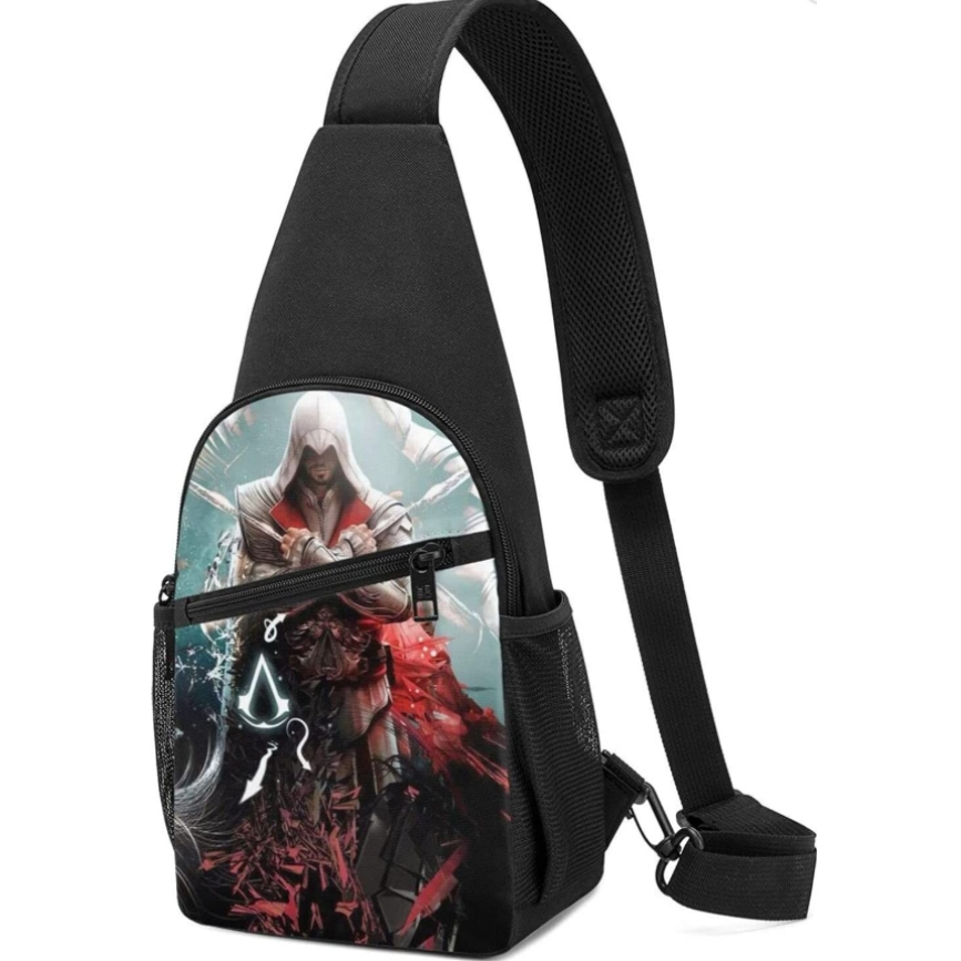 Assassin’s Creed Origins Crossbody-tasker – Sling-rygsæk til mænd og kvinder, Anime-brysttaske, lille multifunktionel rygsæk til vandreture, camping, sport, rejser