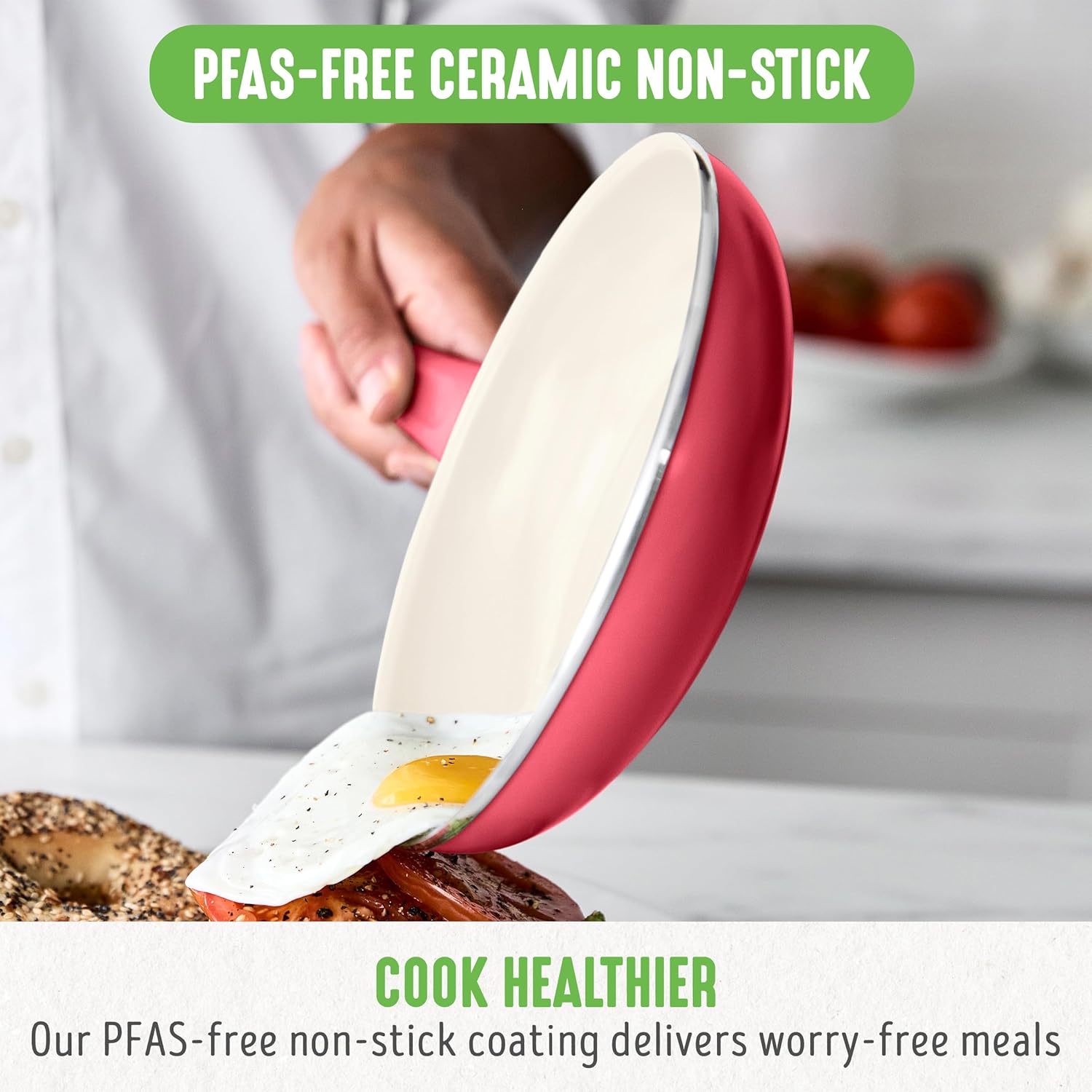 GreenLife Soft Grip 16-teiliges Antihaft-Keramik-Kochgeschirr-Set, bestehend aus Bratpfanne, Stielkasserolle und Topf, PFAS-frei, spülmaschinenfest, ofenfest, türkis