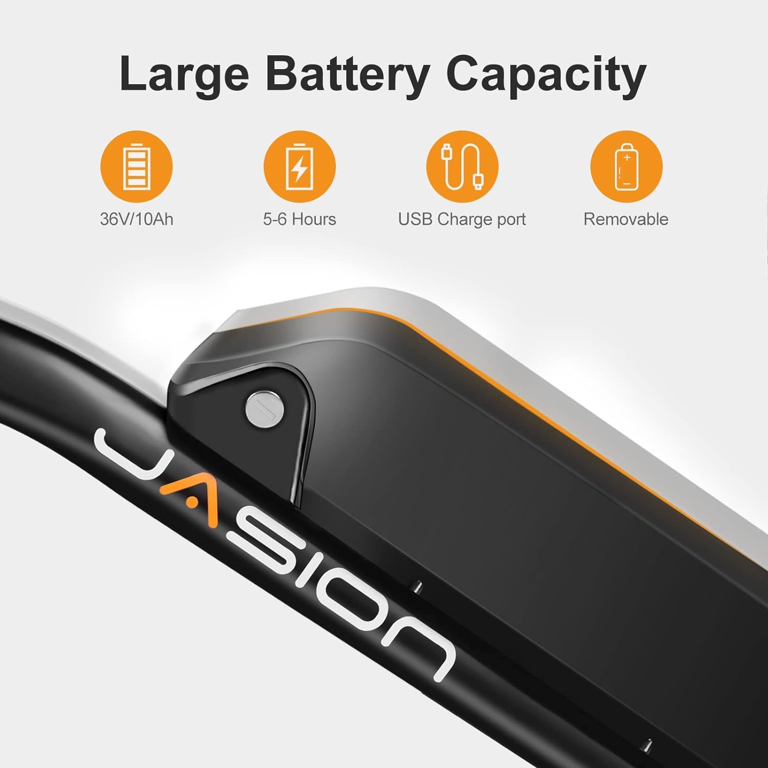 Vélo électrique Jasion EB5 pour adultes avec batterie amovible de 360 ​​Wh, 64 km, 32 km/h, VTT électrique de ville avec moteur de 350 W, 7 vitesses, pneus de 26 pouces et suspension avant.