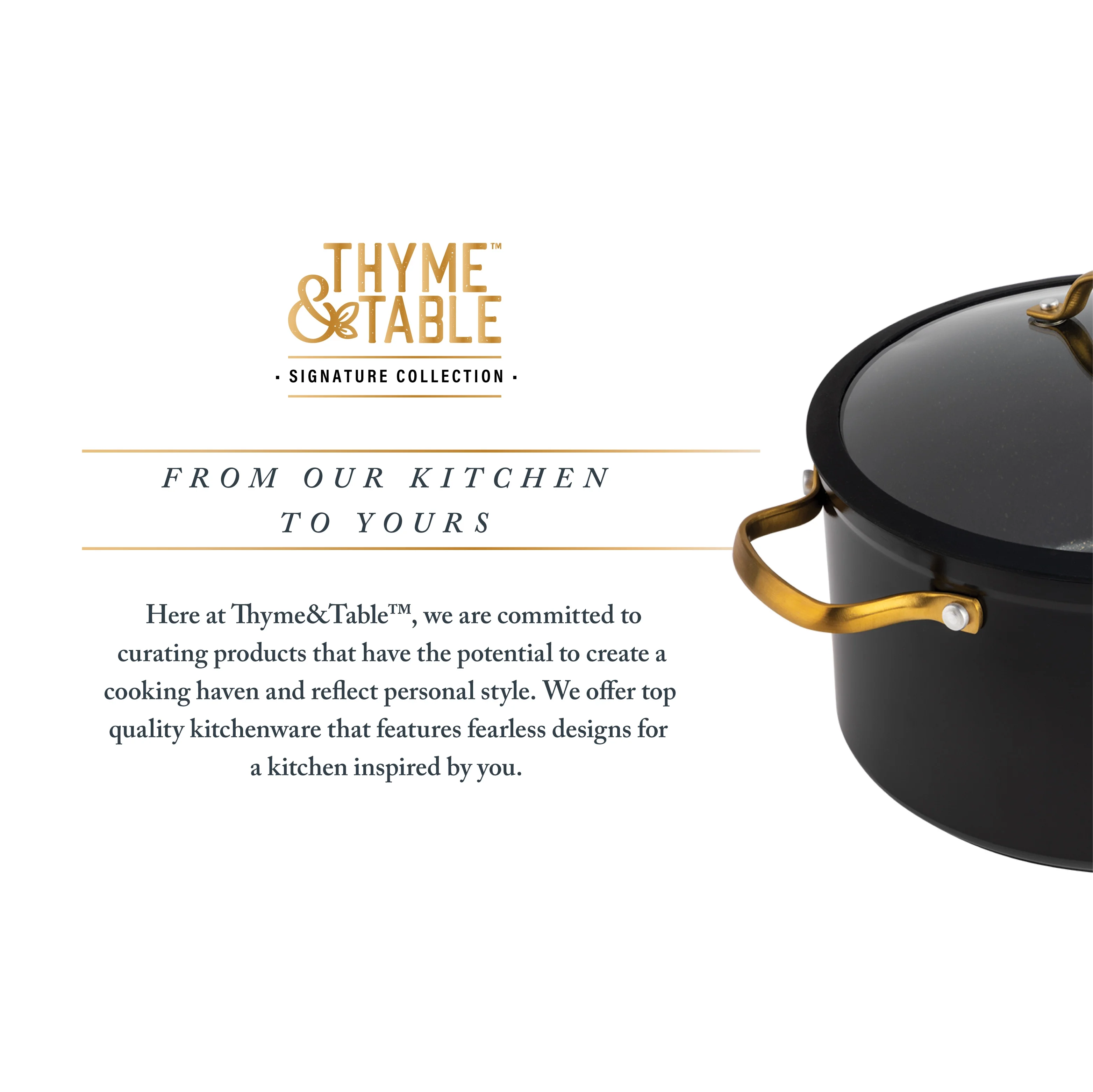 Batterie de cuisine antiadhésive Thyme & Table 32 pièces. Noire.
