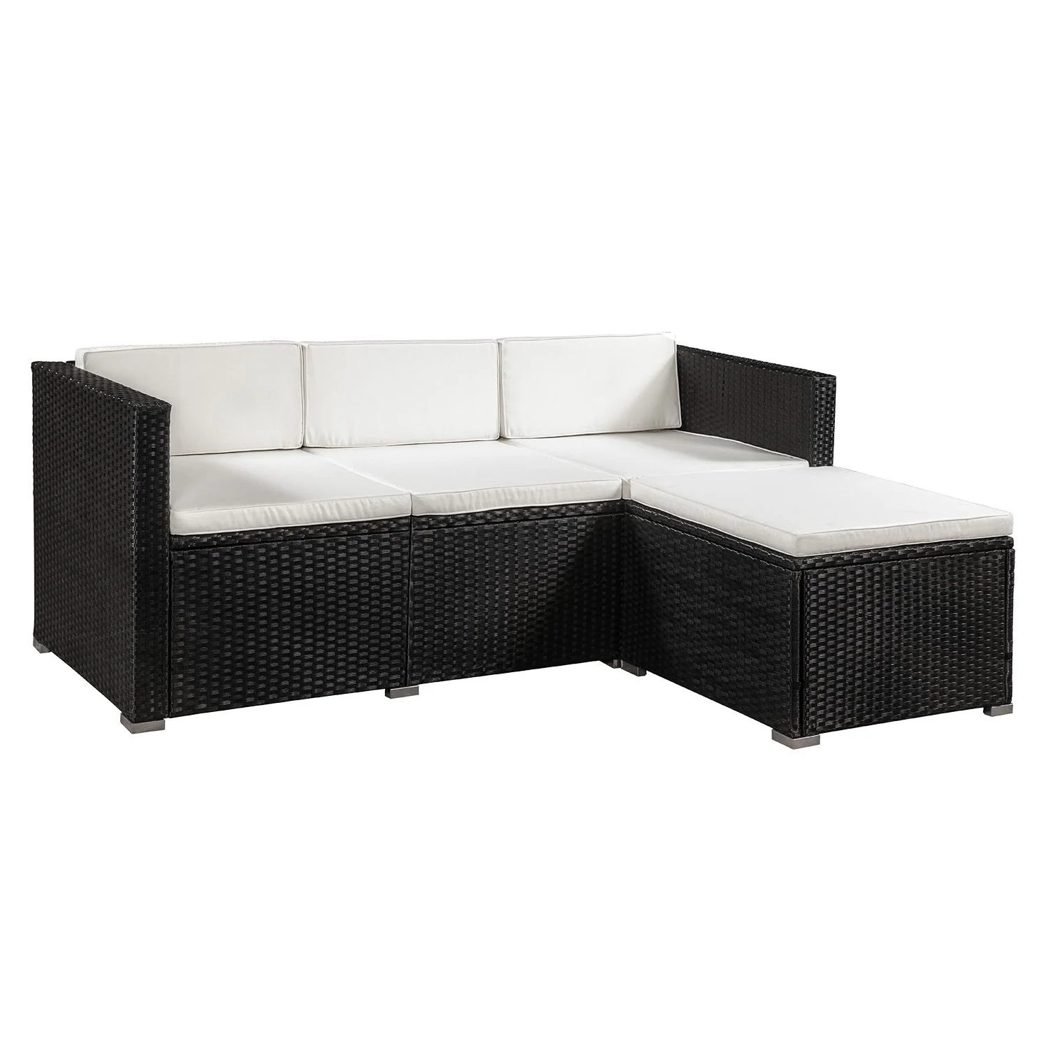 Ensemble de jardin en résine tressée Punta Cana M 2025, noir avec coussins gris