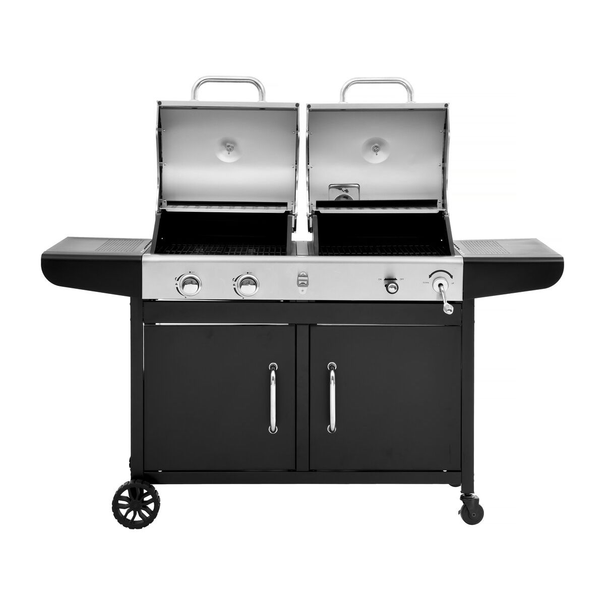 2-in-1 Western Gas- und Holzkohlegrill – Schwarz