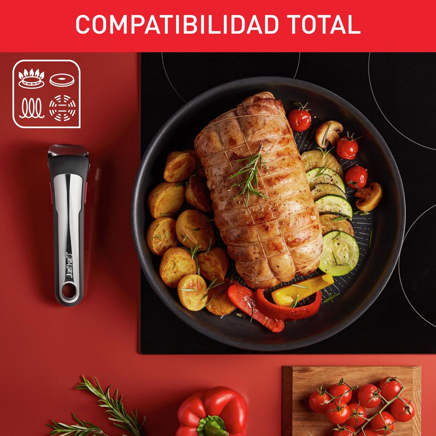 Tefal Ingenio Unlimited On – 3er-Set Töpfe (16/18/20 cm) + abnehmbarer Griff | Induktionsgeeignet, antihaftbeschichtet, mit Titanbeschichtung, Thermo-Signal, PFOA-frei, spülmaschinen- und ofenfest