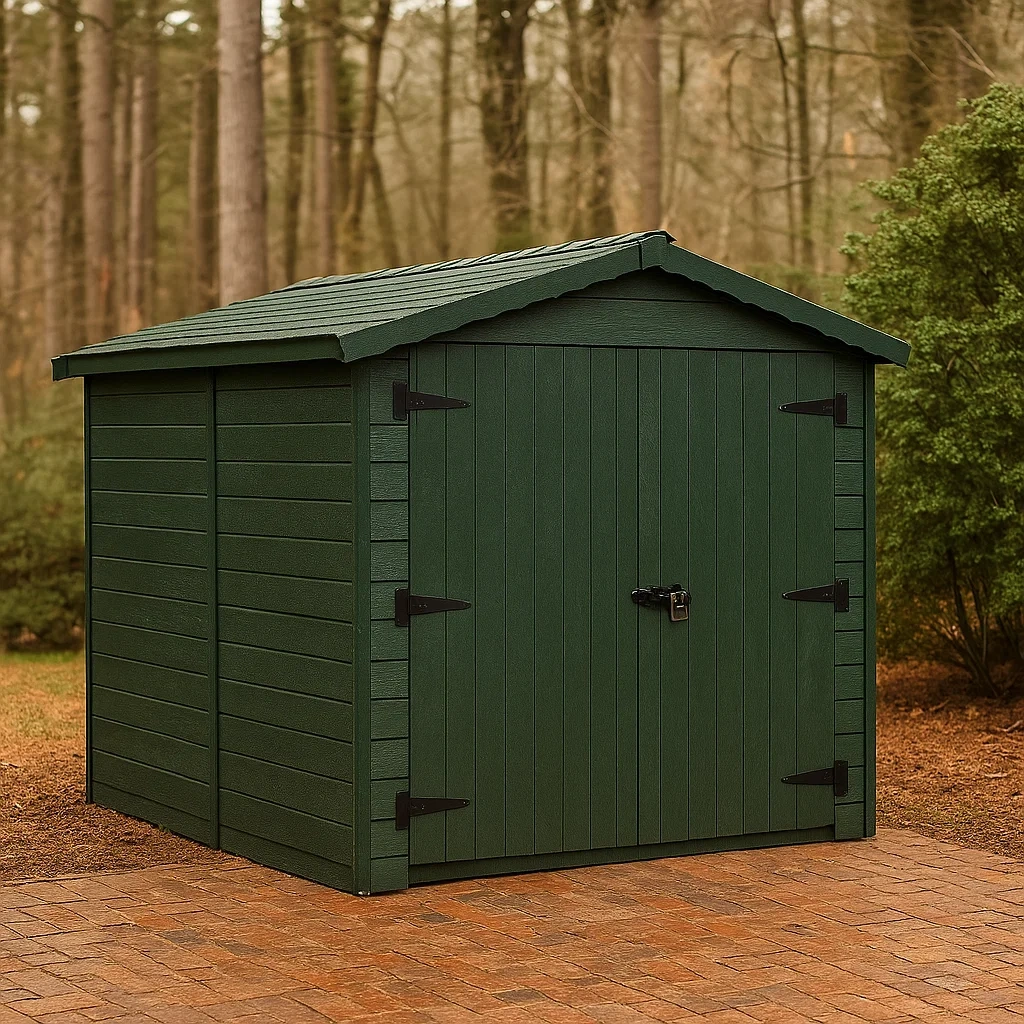 Abri de jardin rectangulaire en bois vert, à toit en pente, autoportant, 150 x 200 x 215 cm, pour le rangement extérieur - 8aRfSWJ3Y532