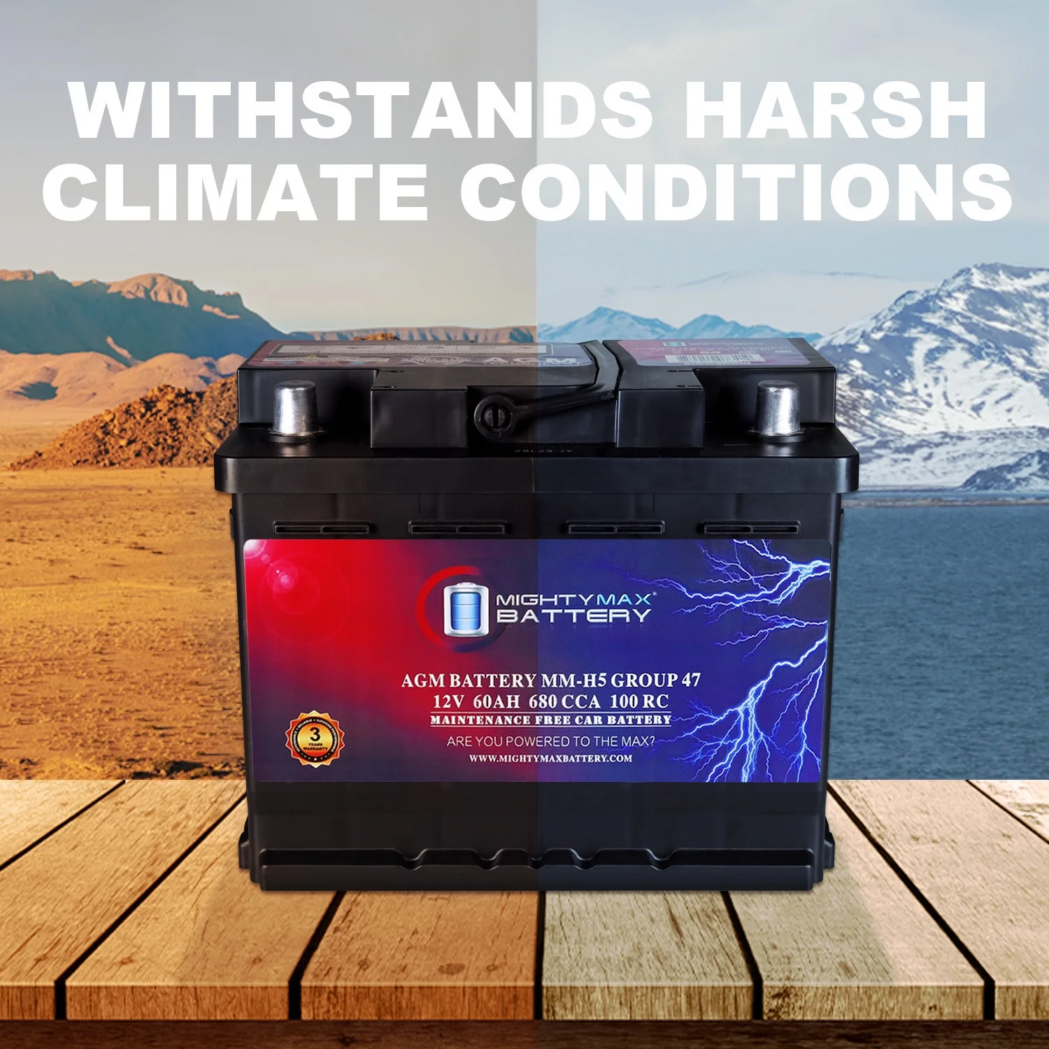 Udskiftningsbatteri MM-H5 Gruppe 47 12V 60Ah 100RC 680CCA – Kompatibel med Hyundai Accent 2014–2017
