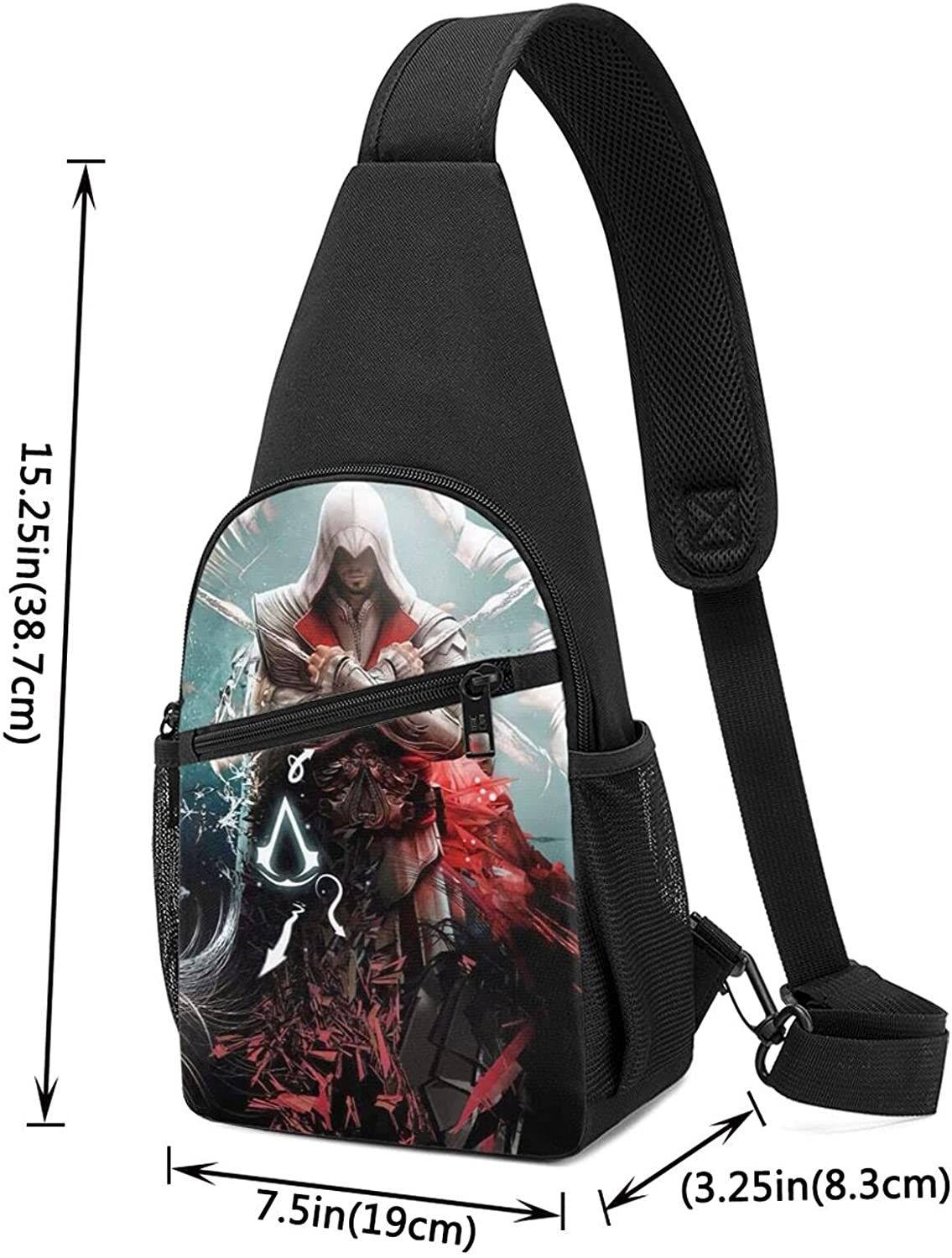 Assassin’s Creed Origins Umhängetasche – Sling-Rucksack für Damen und Herren, Anime-Brusttasche, kleiner Multifunktionsrucksack zum Wandern, Campen, Sport und Reisen