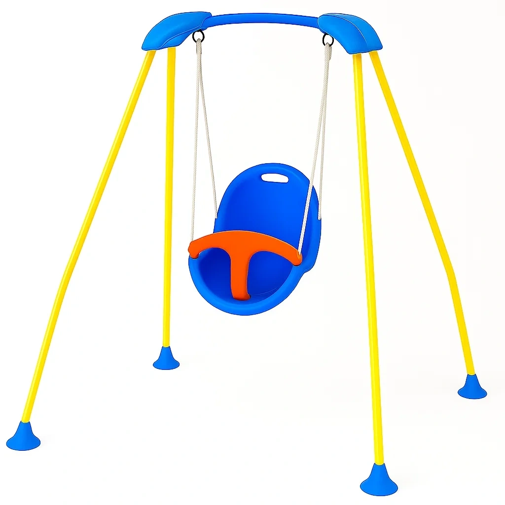 Balançoire pour enfants 120x140x150 cm bleu/jaune/orange plastique/métal - YzgXvGVh34TP