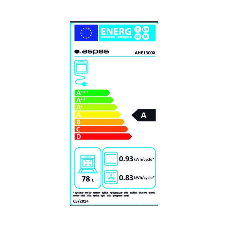 Aspes Ahe1300x Edelstahl-Backofen