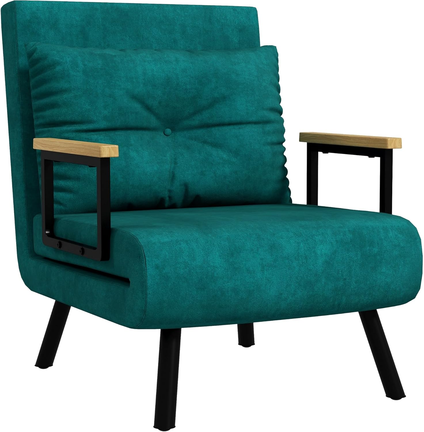 HOMCOM Schlafsofa, 2-Sitzer, Klappsofa, Samtbezug, 5-fach verstellbare Rückenlehne und gepolsterte Kissen, für Büro, Schlafzimmer, Wohnzimmer, 102 x 73 x 81 cm, Beige