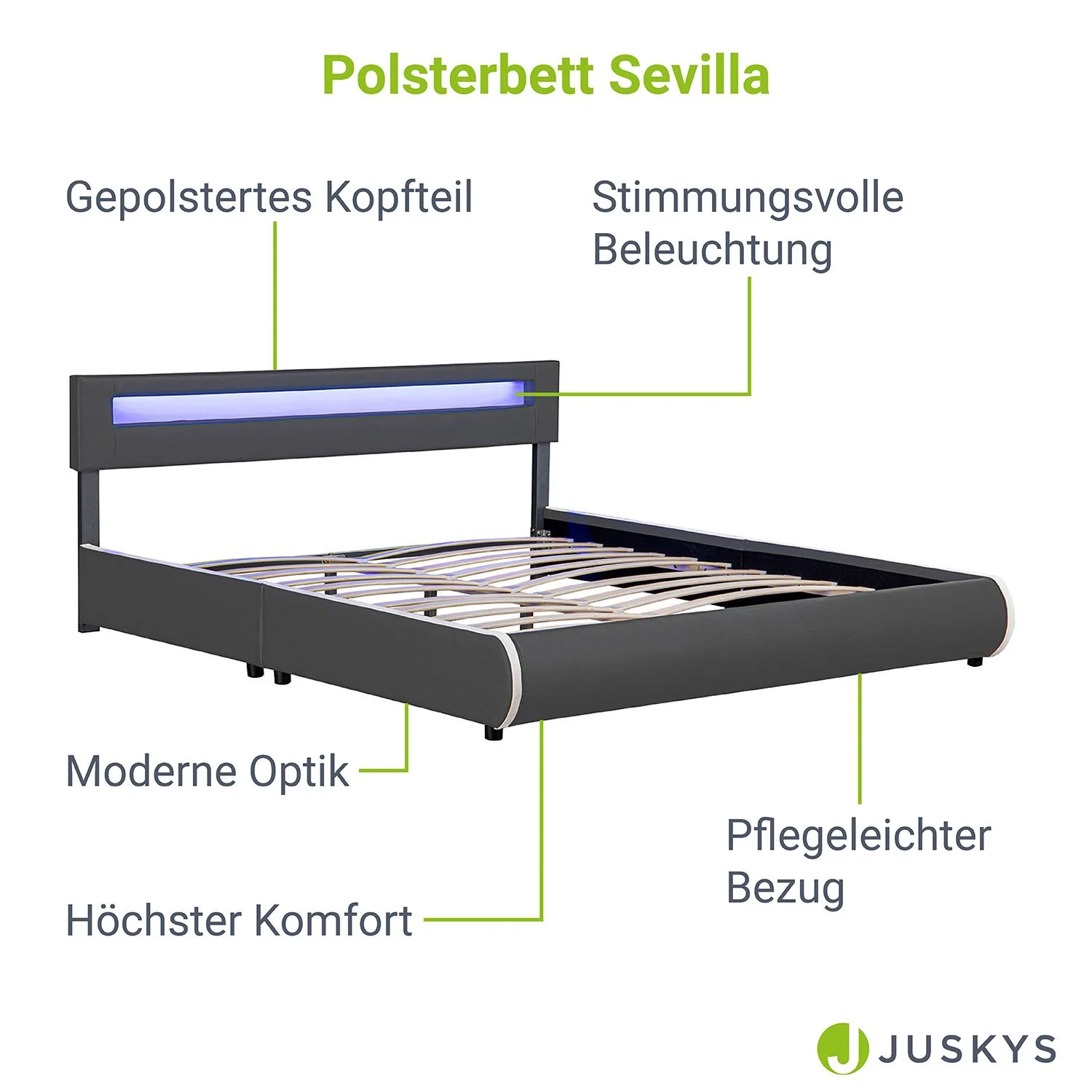 Lit capitonné Séville 2025, 140 x 200 cm, blanc