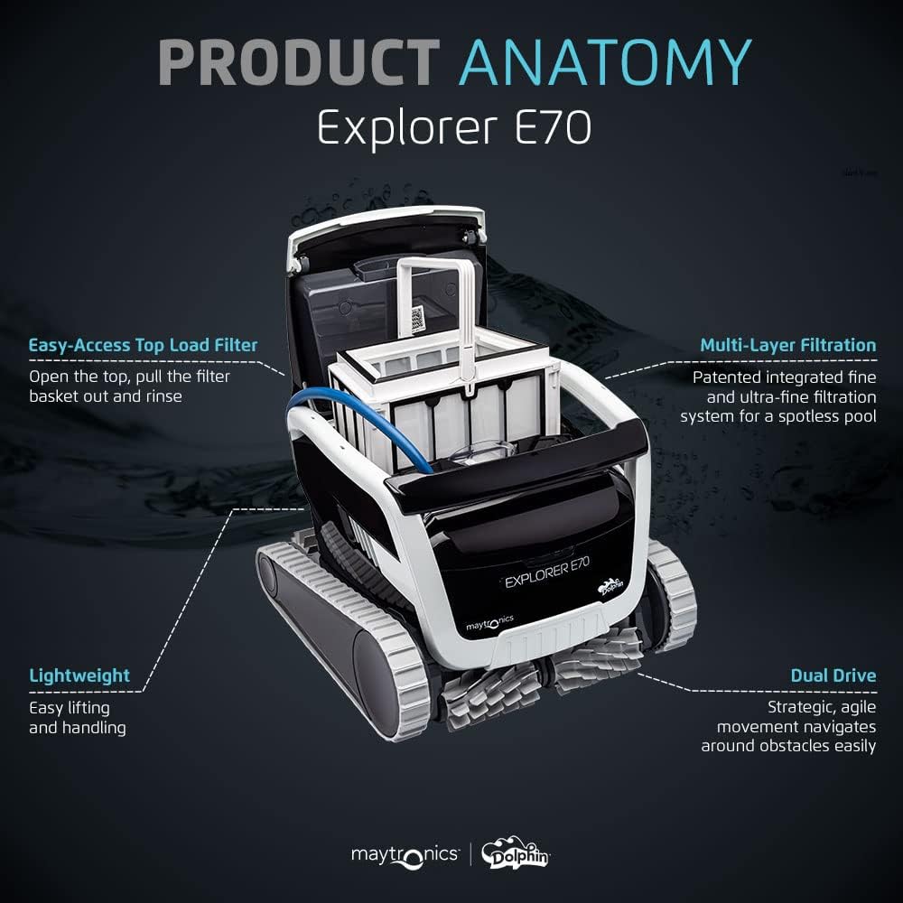 Robot nettoyeur de piscine 2025 pour piscines jusqu'à 9 mètres – Brosse de nettoyage et filtres à chargement par le haut