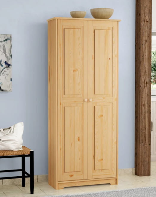 Massivt træ spisekammerskab, fritstående køkkenskab, skab med hylder