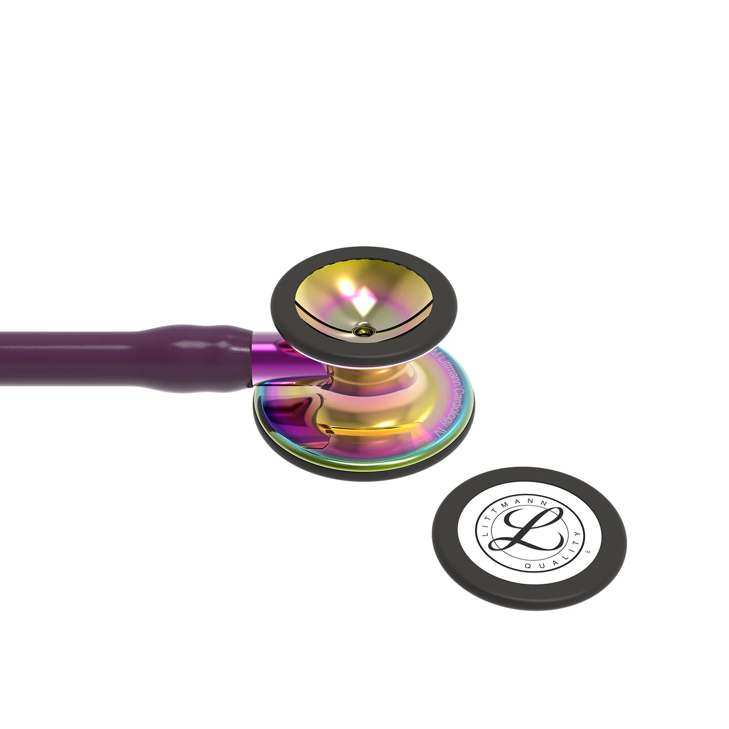 2025 Littmann Cardiology IV diagnostisk stetoskop: Regnbue- og blommefarvet glansfinish – lilla slange 6239