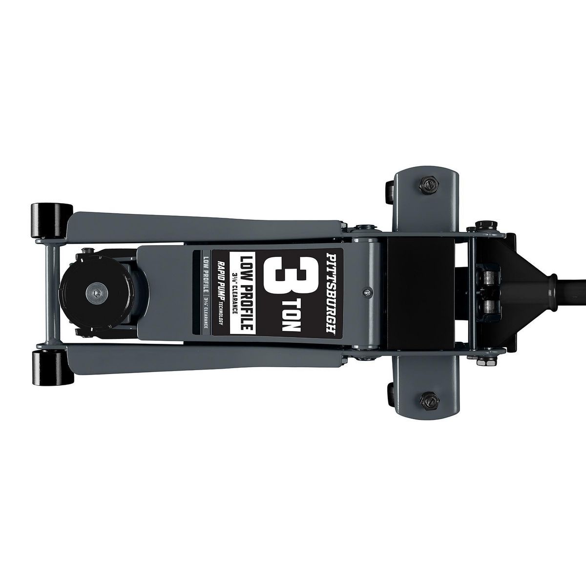 2025 PITTSBURGH 3-tons lavprofil hydraulisk donkraft med hurtigpumpe. Skifergrå