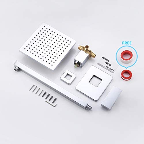 KES Schwarze Duscharmatur mit Duschventil und Regenduschkopf