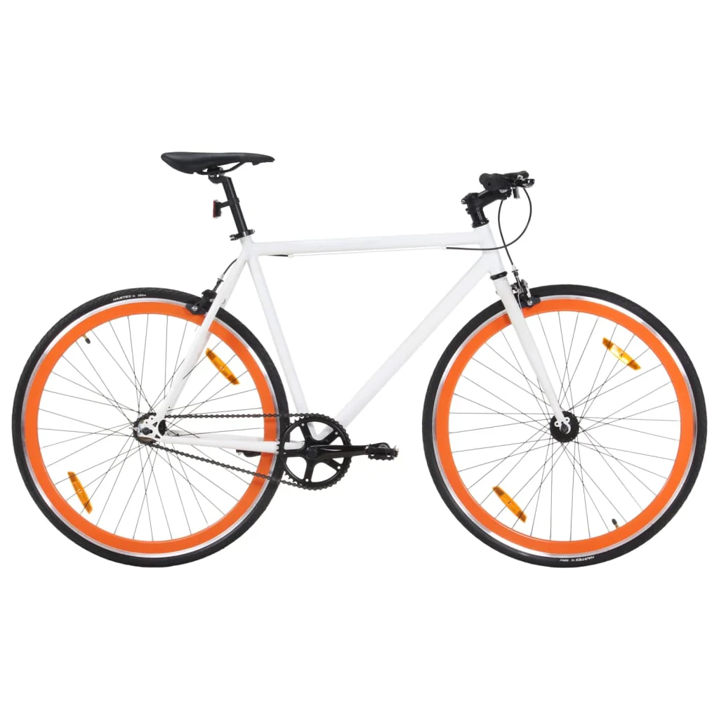 Vélo à pignon fixe blanc et orange 2025, 700c, 51 cm, v7218