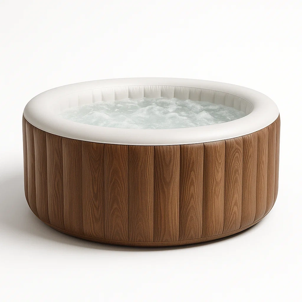 Spa gonflable 180x180x71 cm 4 personnes rond bois/blanc FCsusvu311xY