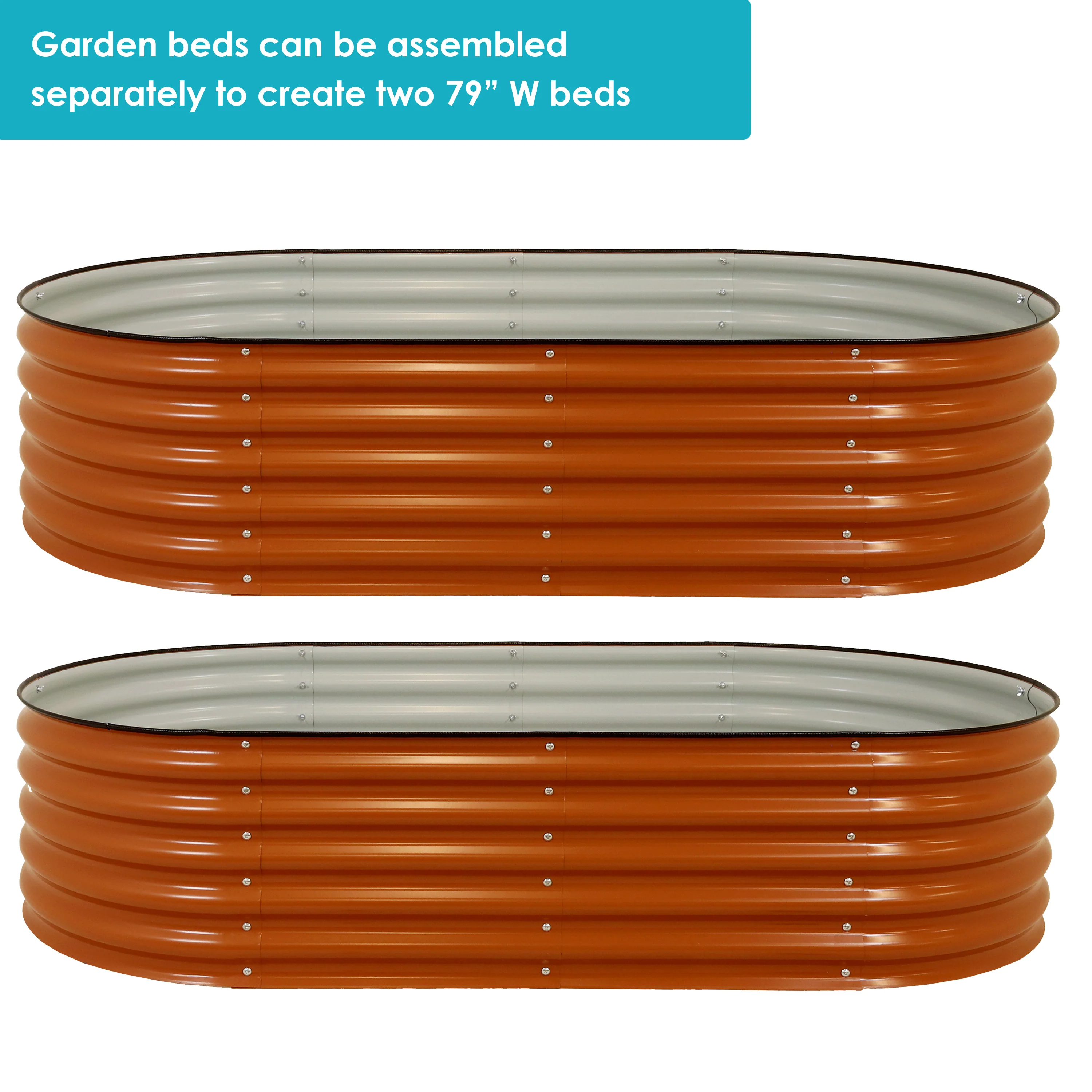 Lit surélevé empilable Sunnydaze en acier galvanisé, forme ovale 200 cm, année 2025